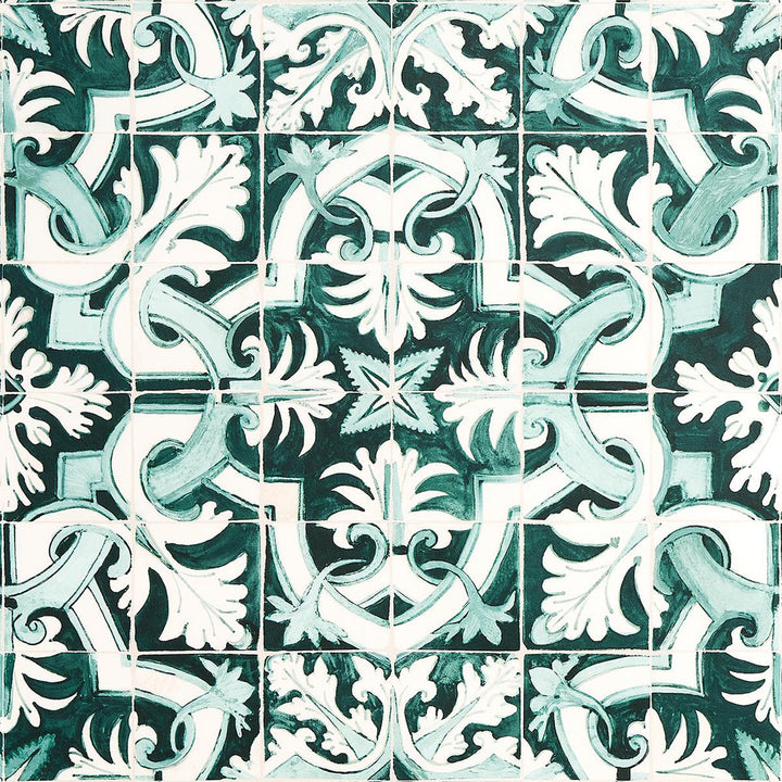 Azulejos Emerald 5015121 by Schumacher Wallpaper Mary Mcdonald 27.0" - Fabric Carolina -