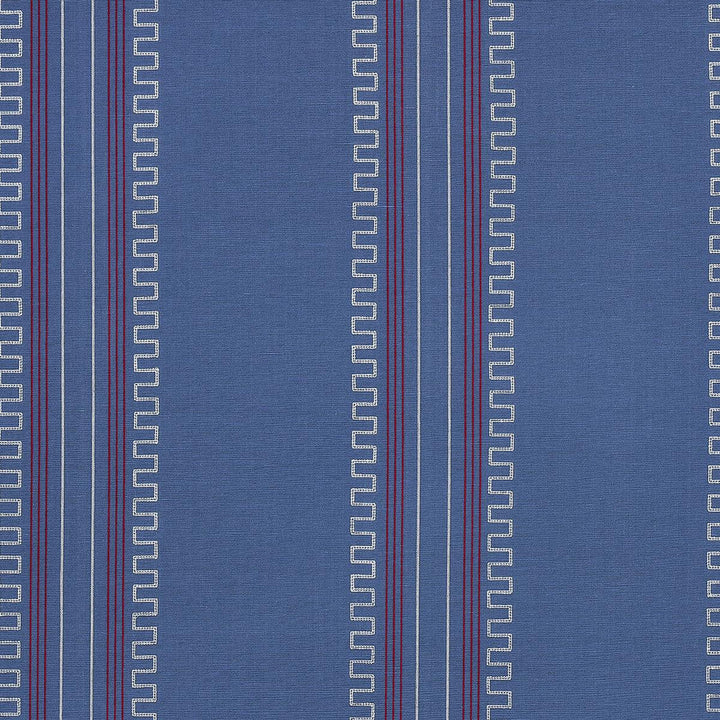 Greco Stripe Navy 83231 by Schumacher Designer Fabric Mary Mcdonald 13.5" - Swanky Fabrics -