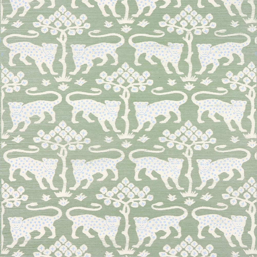 Woodland Leopard Sisal Seaglass 5012300 by Schumacher Wallpaper Textured Wallcoverings & Printed Grasscloths 34.0" - Fabric Carolina -