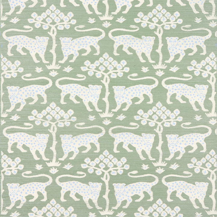 Woodland Leopard Sisal Seaglass 5012300 by Schumacher Wallpaper Textured Wallcoverings & Printed Grasscloths 34.0" - Fabric Carolina -