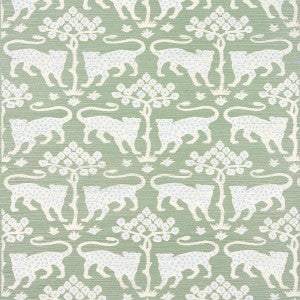 Woodland Leopard Sisal Seaglass 5012300 by Schumacher Wallpaper
