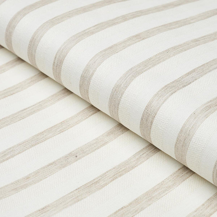 Textured Linen Stripe White 5013020 by Schumacher Designer Wallpaper Textured Wallcoverings & Printed Grasscloths - Swanky Fabrics -