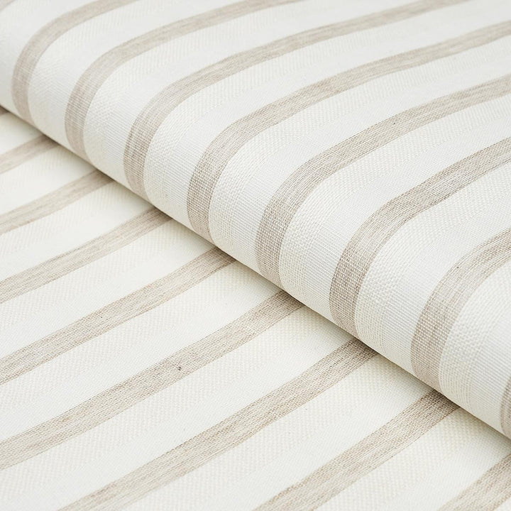 Textured Linen Stripe White 5013020 by Schumacher Wallpaper Textured Wallcoverings & Printed Grasscloths - Fabric Carolina -