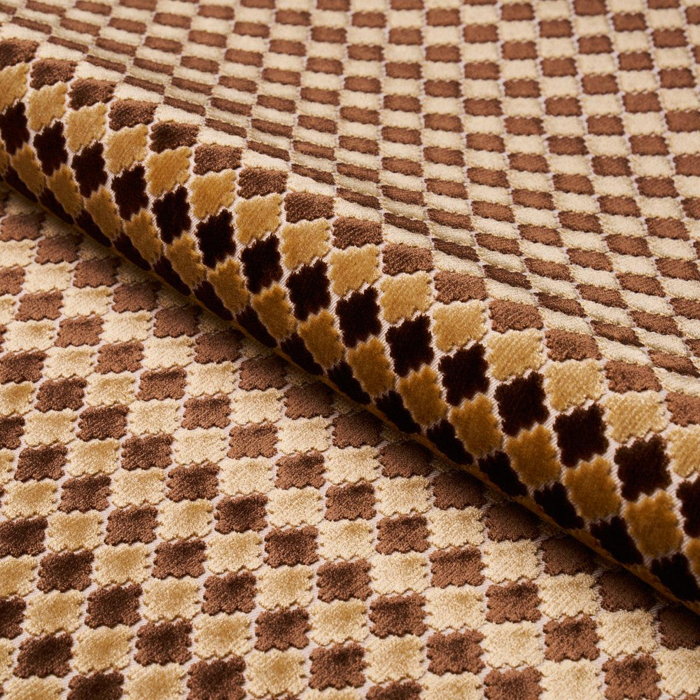Marrakesh Velvet Chocolate Brown 65646 by Schumacher Designer Fabric Cut & Patterned Velvets 1.0" - Swanky Fabrics -
