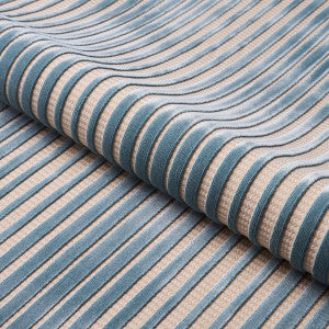 Chimay Stripe Velvet Ciel 82150 by Schumacher Fabric
