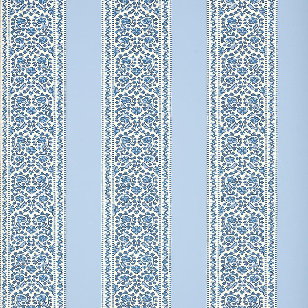 Jasmine Indigo 5014340 by Schumacher Wallpaper Moon River 27.0" - Fabric Carolina -