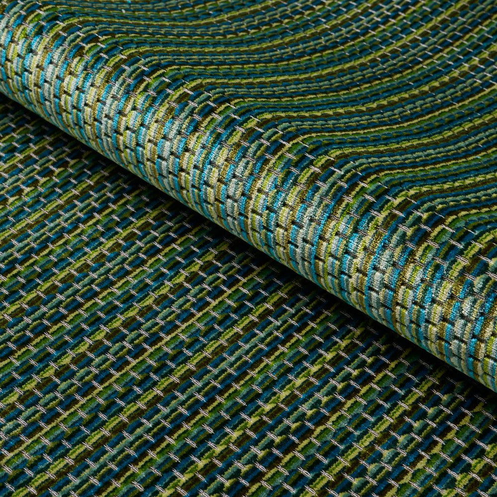 Downtown Velvet Peacock 66917 by Schumacher Designer Fabric Cut & Patterned Velvets 9.0" - Swanky Fabrics -
