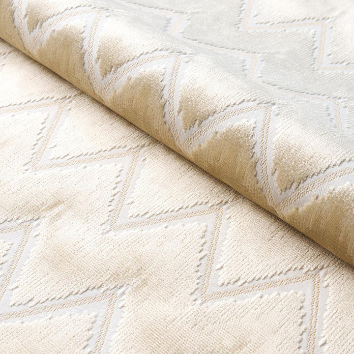 Chevron Velvet Champagne 72844 by Schumacher Designer Fabric Cut & Patterned Velvets 3.38" - Swanky Fabrics -