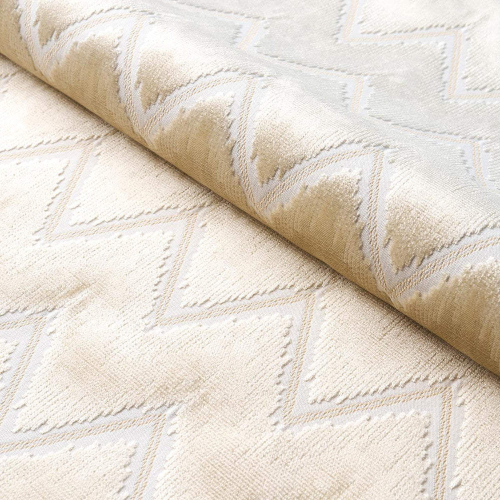Chevron Velvet Champagne 72844 by Schumacher Fabric Cut & Patterned Velvets 3.38" - Fabric Carolina -