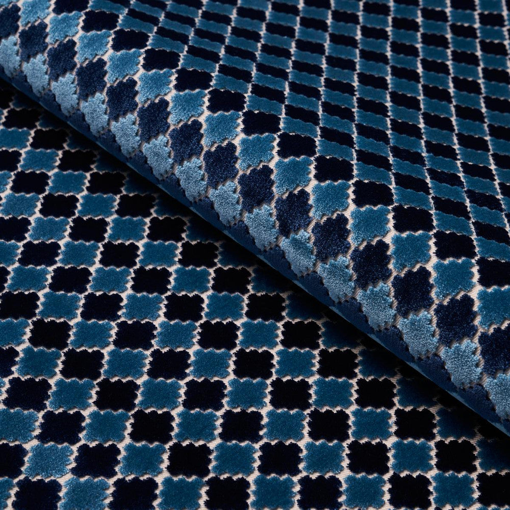 Marrakesh Velvet Indigo 65645 by Schumacher Fabric Cut & Patterned Velvets 1.0" - Fabric Carolina -