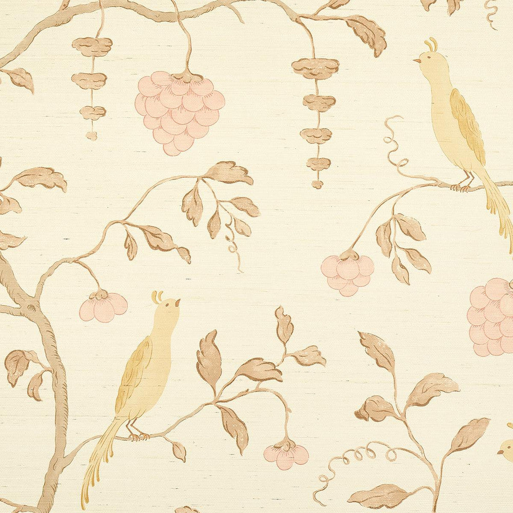 Wisteria Sisal Amber & Rose 5013701 by Schumacher Designer Wallpaper Textured Wallcoverings & Printed Grasscloths 34.0" - Swanky Fabrics -