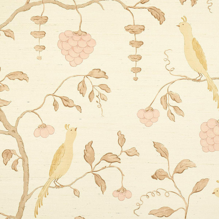 Wisteria Sisal Amber & Rose 5013701 by Schumacher Designer Wallpaper Textured Wallcoverings & Printed Grasscloths 34.0" - Swanky Fabrics -