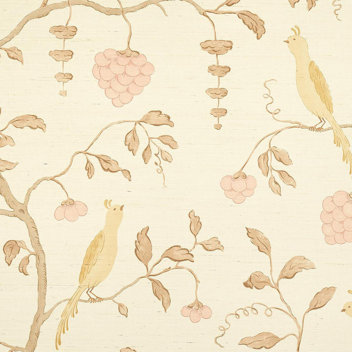 Wisteria Sisal Amber & Rose 5013701 by Schumacher Wallpaper Textured Wallcoverings & Printed Grasscloths 34.0" - Fabric Carolina -