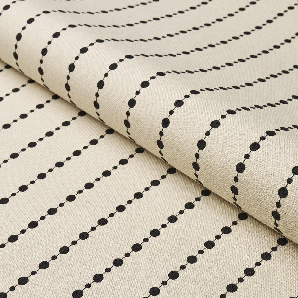 Beaded Stripe Black And Cream 181430 by Schumacher Fabric Neisha Crosland 1.0" - Fabric Carolina -