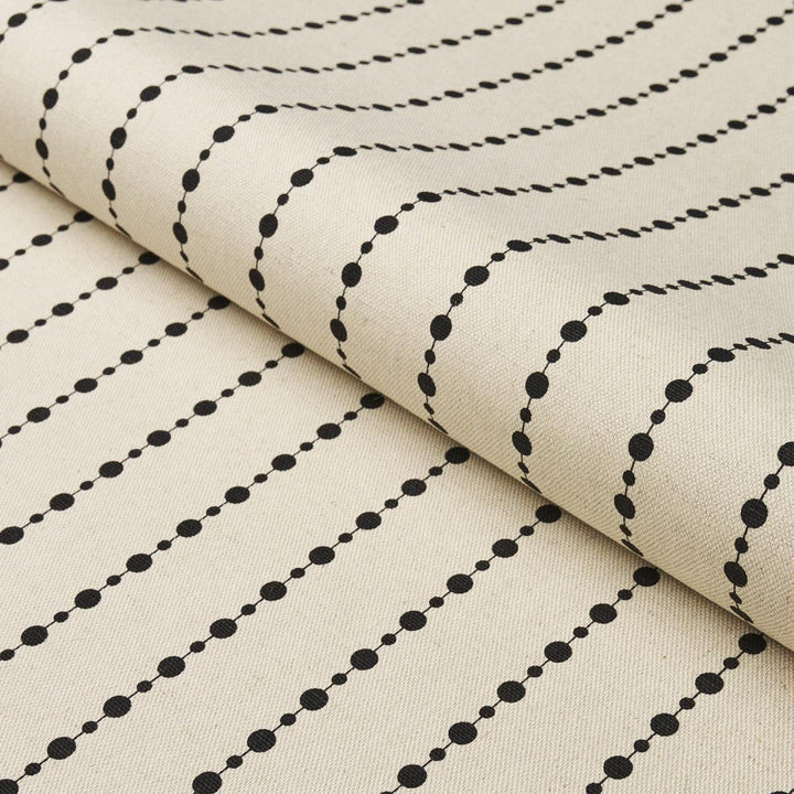 Beaded Stripe Black And Cream 181430 by Schumacher Designer Fabric Neisha Crosland 1.0" - Swanky Fabrics -