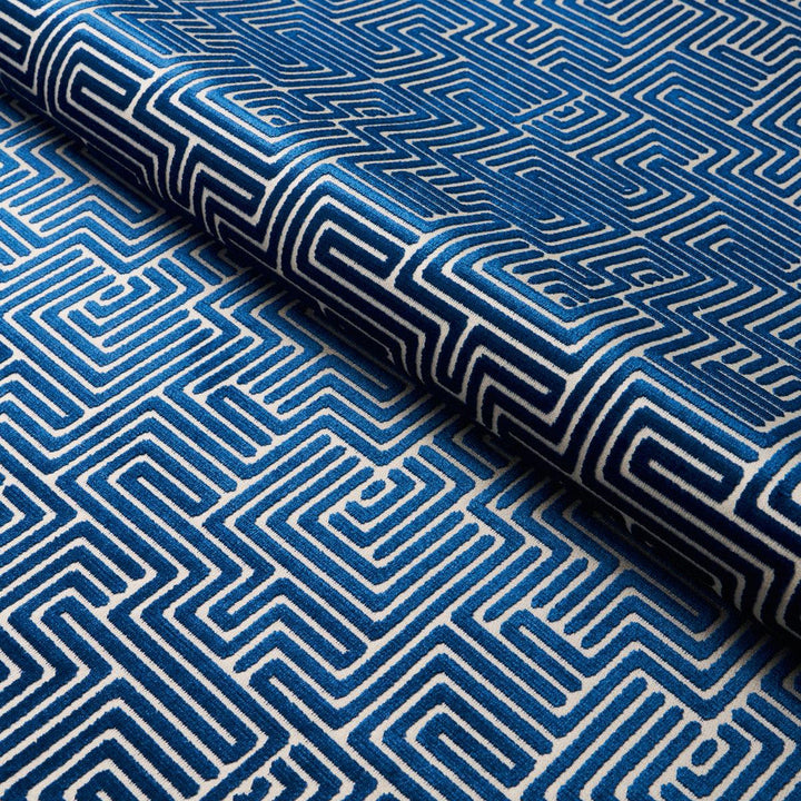 Lisboa Velvet Midnight Blue 72958 by Schumacher Designer Fabric Cut & Patterned Velvets 6.75" - Swanky Fabrics -