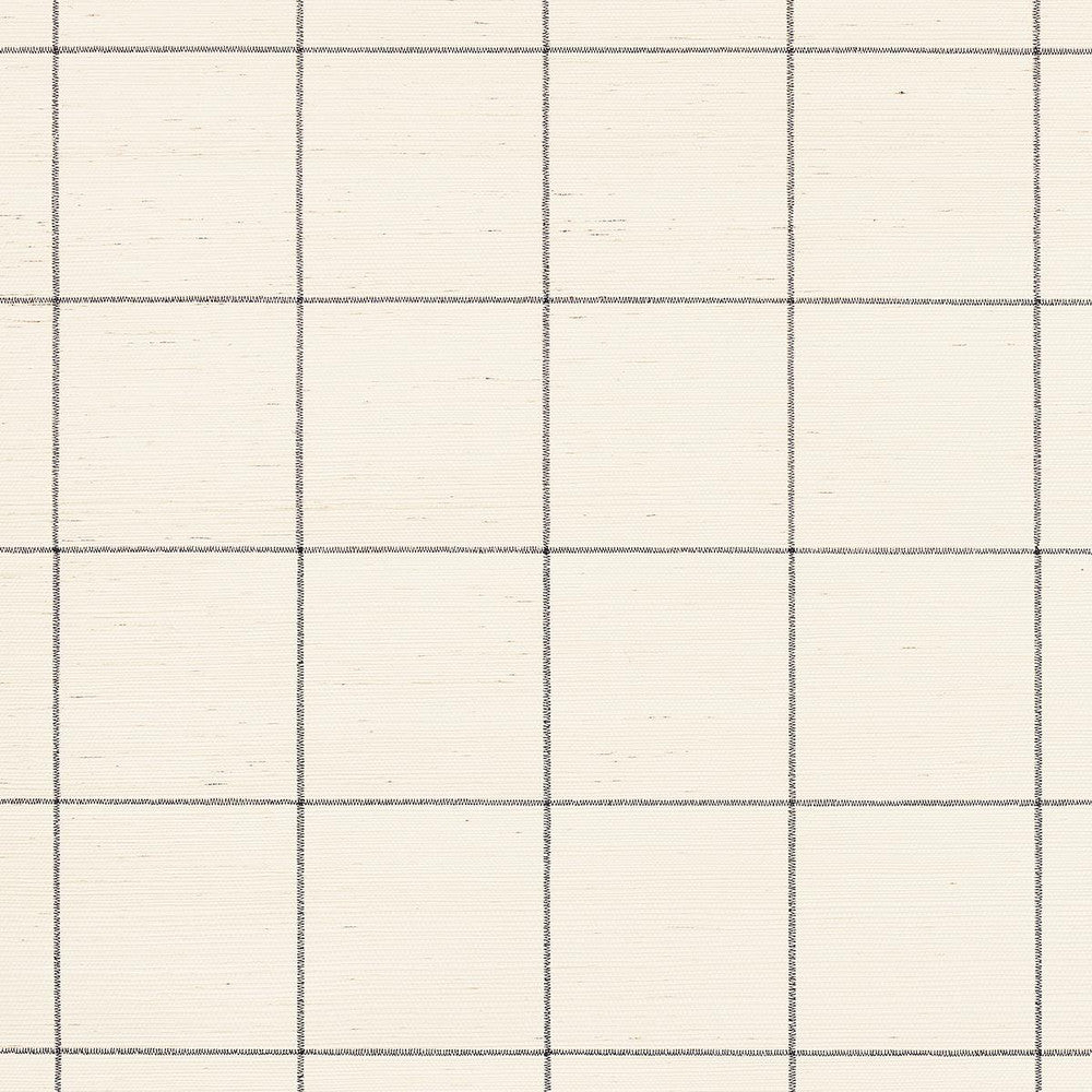 Windowpane Embroidered Sisal Charcoal 5015202 by Schumacher Wallpaper Textured Wallcoverings & Printed Grasscloths 4.38" - Fabric Carolina -