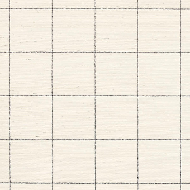 Windowpane Embroidered Sisal Charcoal 5015202 by Schumacher Wallpaper Textured Wallcoverings & Printed Grasscloths 4.38" - Fabric Carolina -