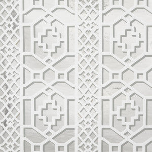 Zanzibar Trellis Mylar Silver Mylar 5013641 by Schumacher Wallpaper