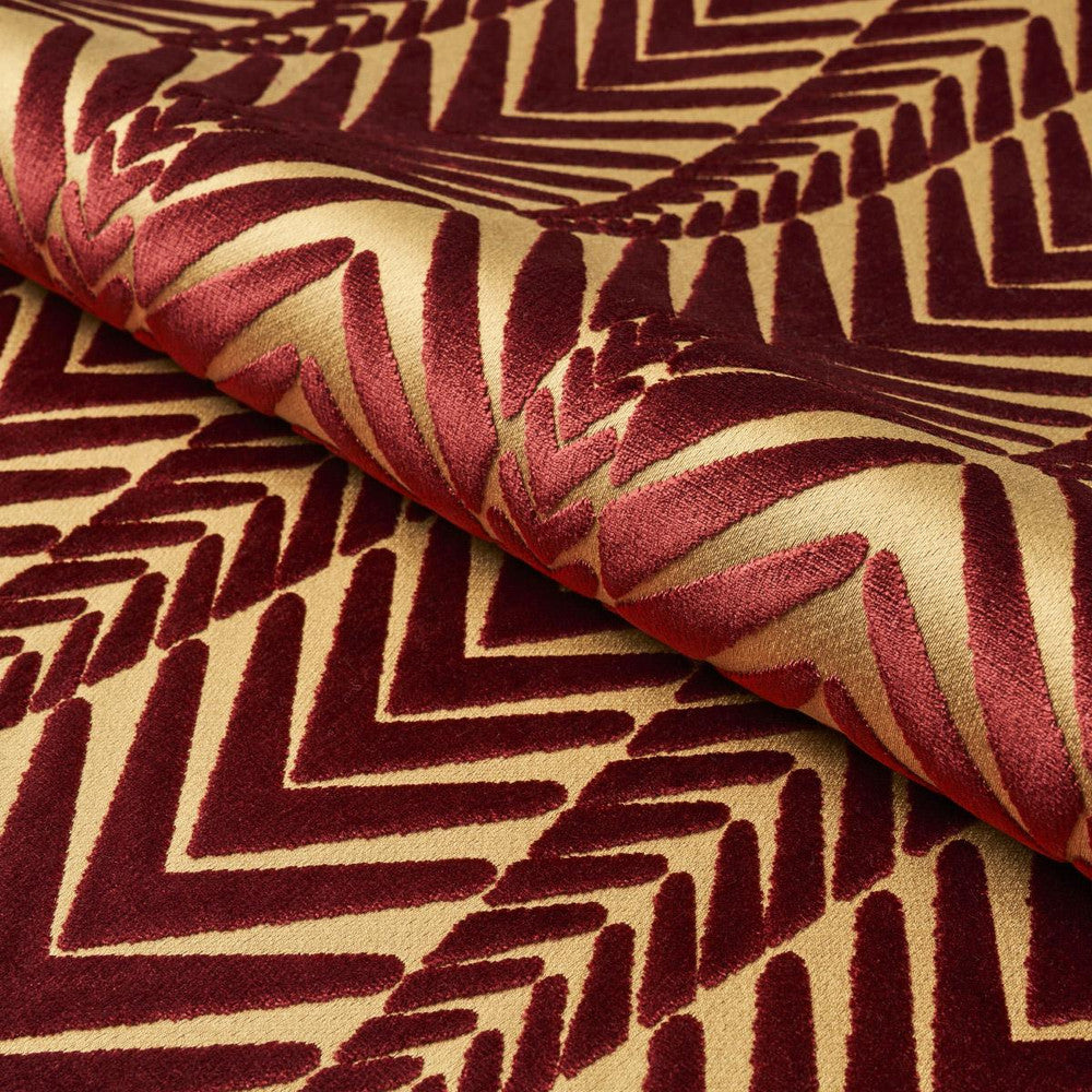 Zebra Velvet Gold Plum 83401 by Schumacher Fabric Neisha Crosland 6.75" - Fabric Carolina -