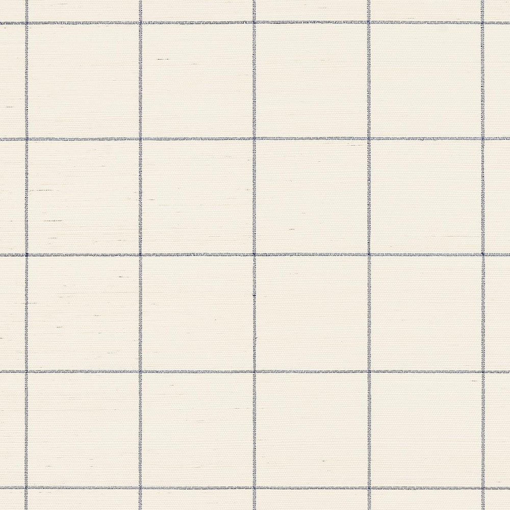 Windowpane Embroidered Sisal Navy 5015200 by Schumacher Wallpaper Textured Wallcoverings & Printed Grasscloths 4.38" - Fabric Carolina -