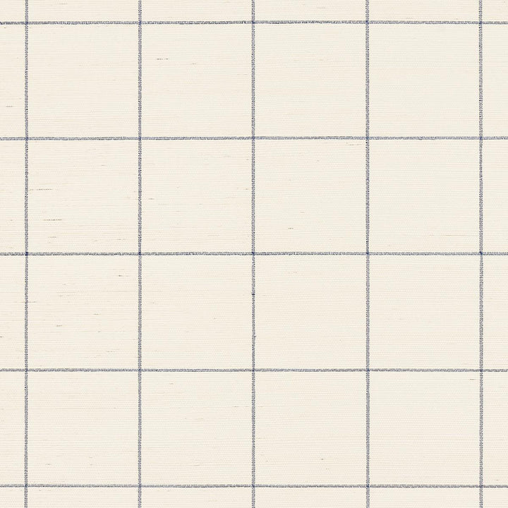 Windowpane Embroidered Sisal Navy 5015200 by Schumacher Wallpaper Textured Wallcoverings & Printed Grasscloths 4.38" - Fabric Carolina -
