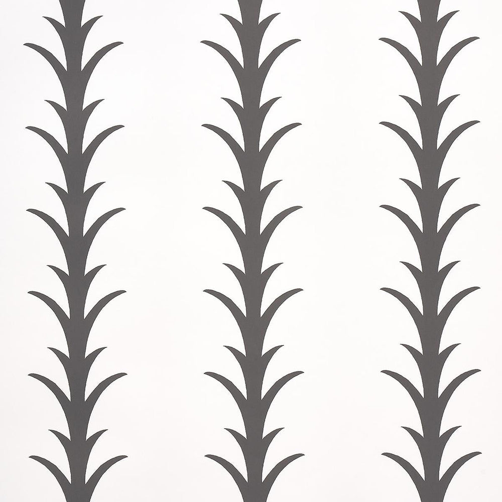 Acanthus Stripe Carbon On Ivory 5014773 by Schumacher Designer Wallpaper Moon River 10.75" - Swanky Fabrics -