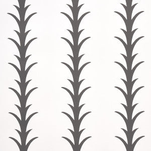 Acanthus Stripe Carbon On Ivory 5014773 by Schumacher Wallpaper