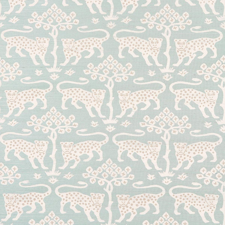Woodland Leopard Sisal Waterblue 5012301 by Schumacher Designer Wallpaper Textured Wallcoverings & Printed Grasscloths 34.0" - Swanky Fabrics -