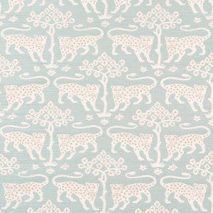 Woodland Leopard Sisal Waterblue 5012301 by Schumacher Wallpaper