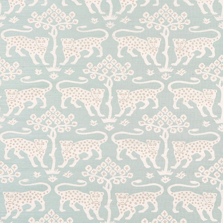 Woodland Leopard Sisal Waterblue 5012301 by Schumacher Wallpaper Textured Wallcoverings & Printed Grasscloths 34.0" - Fabric Carolina -