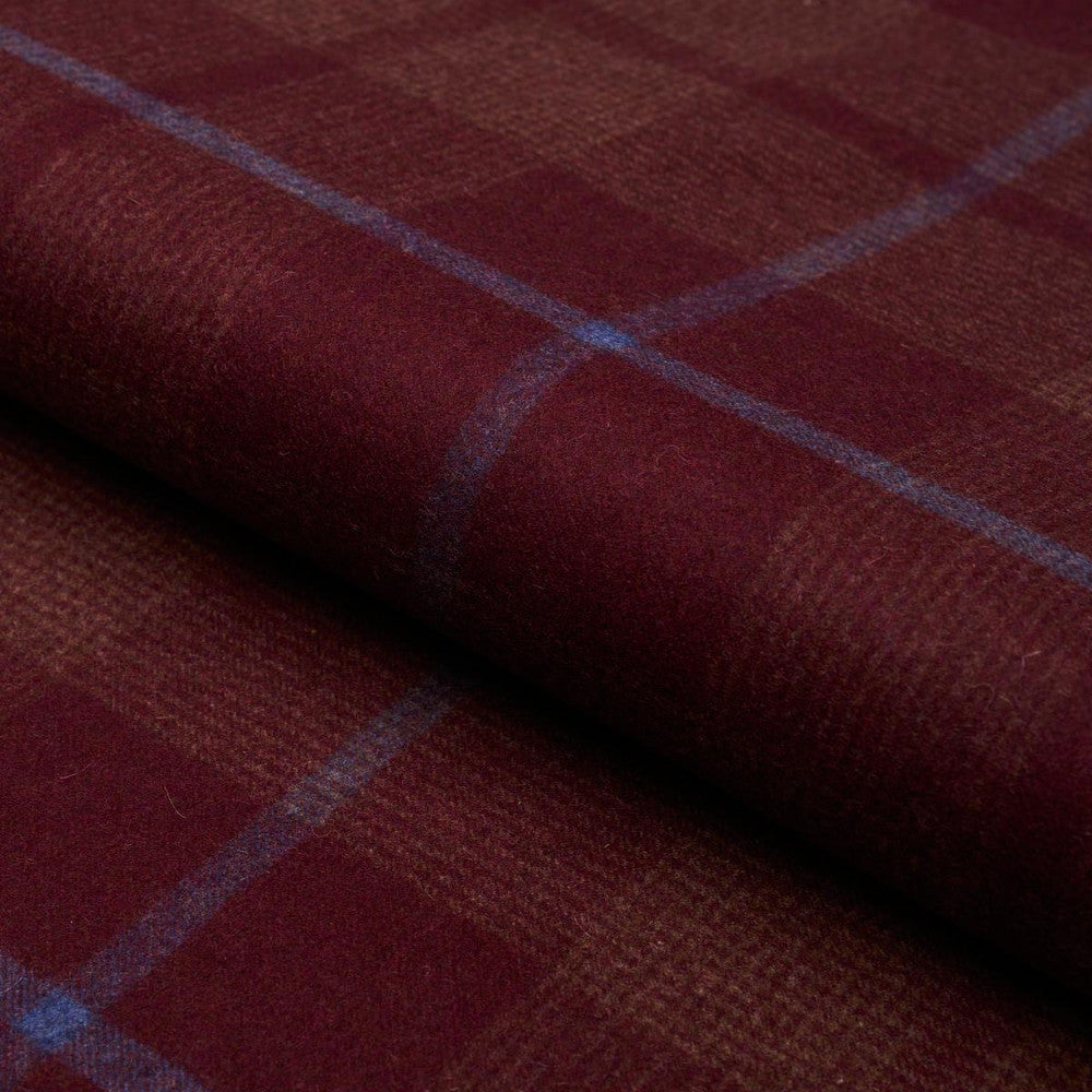 Montana Wool Plaid Burgundy 66665 by Schumacher Designer Fabric A Country Life 9.62" - Swanky Fabrics -