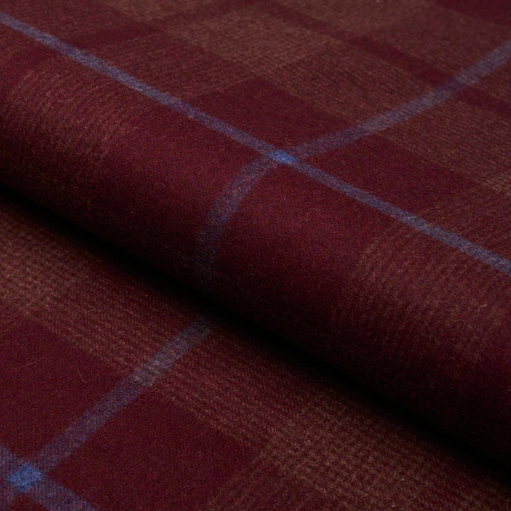 Montana Wool Plaid Burgundy 66665 by Schumacher Designer Fabric A Country Life 9.62" - Swanky Fabrics -
