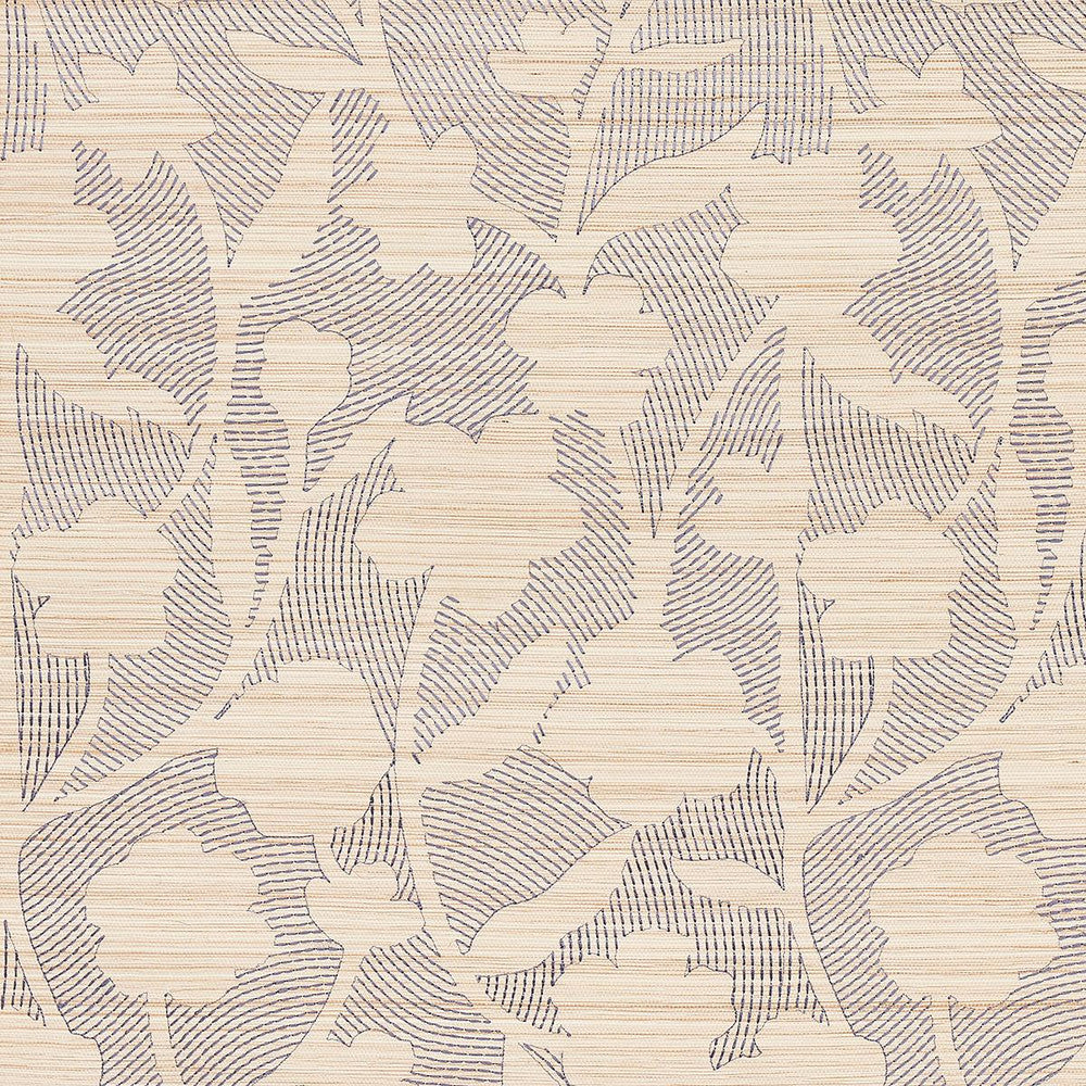 Kantha Embroidered Flower Sisal Carbon 5015180 by Schumacher Wallpaper Textured Wallcoverings & Printed Grasscloths 17.12" - Fabric Carolina -
