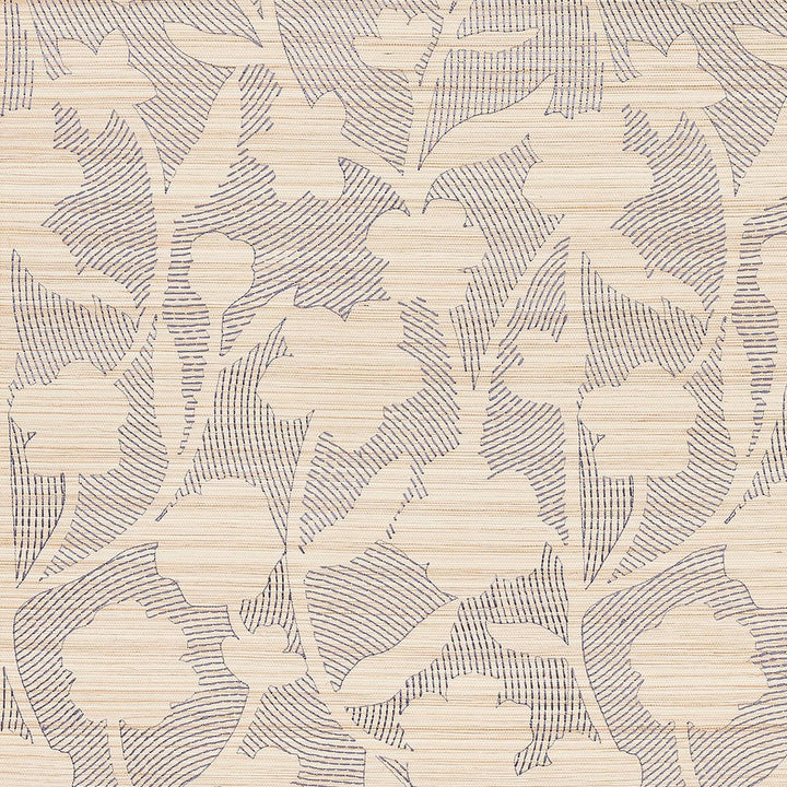 Kantha Embroidered Flower Sisal Carbon 5015180 by Schumacher Wallpaper Textured Wallcoverings & Printed Grasscloths 17.12" - Fabric Carolina -