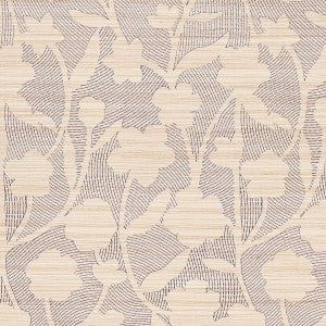 Kantha Embroidered Flower Sisal Carbon 5015180 by Schumacher Wallpaper