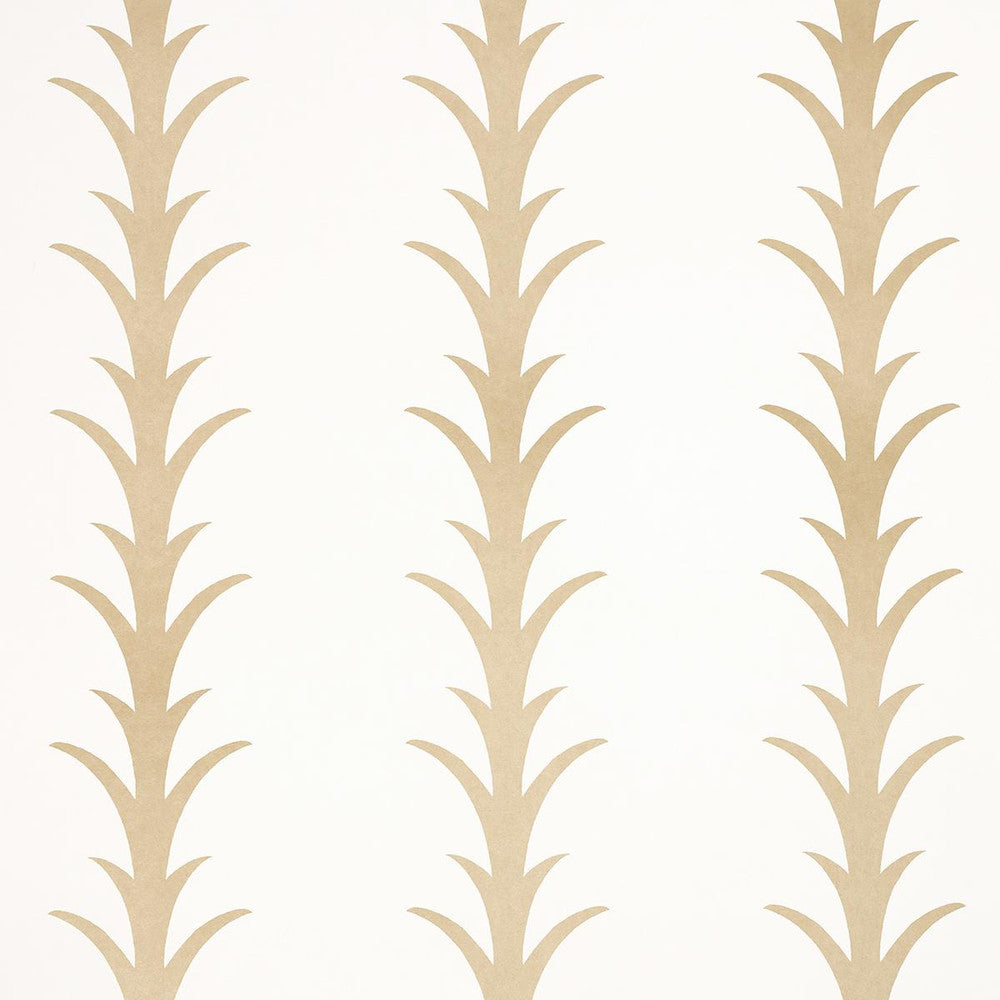 Acanthus Stripe Gold On Ivory 5014772 by Schumacher Wallpaper Moon River 10.75" - Fabric Carolina -