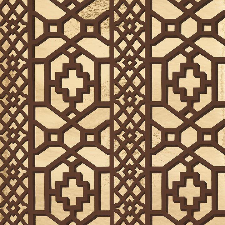 Zanzibar Trellis Mylar Gold Mylar 5013640 by Schumacher Wallpaper Moon River 13.5" - Fabric Carolina -
