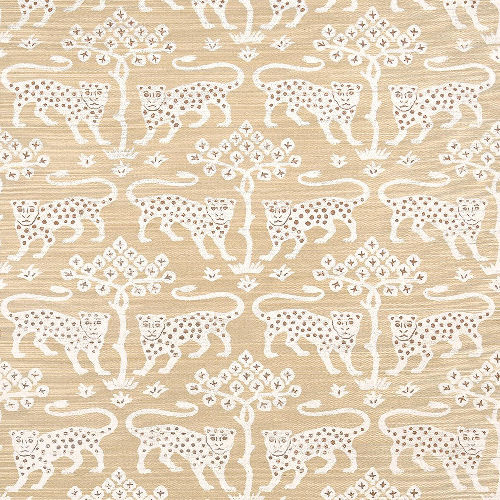 Woodland Leopard Sisal Oatmeal 5012303 by Schumacher Wallpaper Textured Wallcoverings & Printed Grasscloths 34.0" - Fabric Carolina -