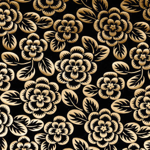 Angelica Floral Gold & Noir 180871 by Schumacher Fabric