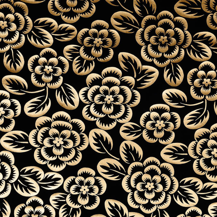 Angelica Floral Gold & Noir 180871 by Schumacher Fabric Regine 17.88" - Fabric Carolina -