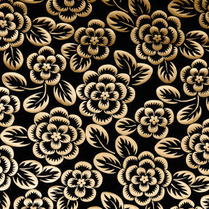 Angelica Floral Gold & Noir 180871 by Schumacher Fabric