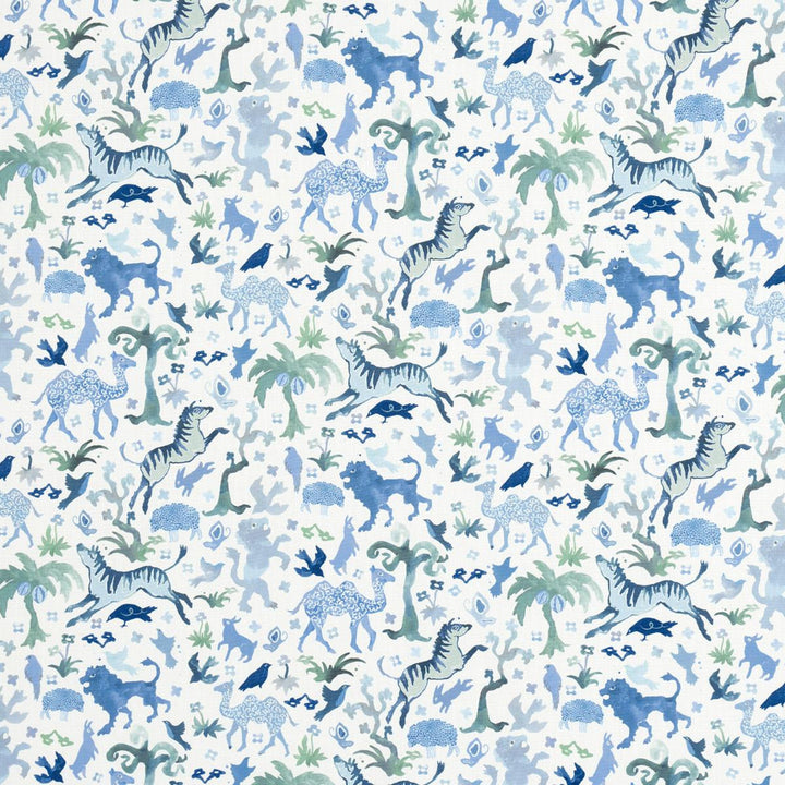 Beasts Indoor/Outdoor Blue And Green 181591 by Schumacher Fabric Happy Menocal 13.12" - Fabric Carolina -