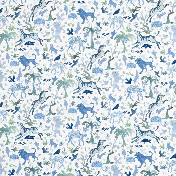 Beasts Indoor/Outdoor Blue And Green 181591 by Schumacher Designer Fabric Happy Menocal 13.12" - Swanky Fabrics -