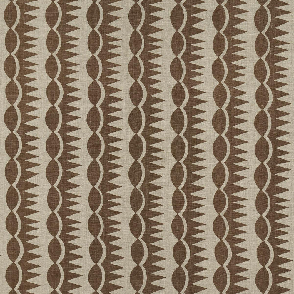 Dagger Stripe Brown On Natural 181530 by Schumacher Designer Fabric Drusus Tabor 3.88" - Swanky Fabrics -