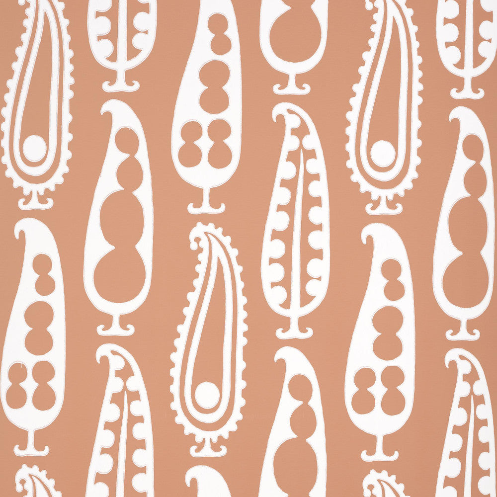 Paisley Peas Terracotta 5015383 by Schumacher Wallpaper Drusus Tabor 9.0" - Fabric Carolina -