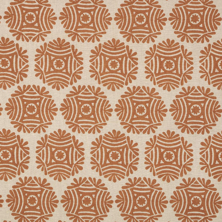 Gilded Star Block Print Cinnamon 181540 by Schumacher Designer Fabric Drusus Tabor 5.5" - Swanky Fabrics -