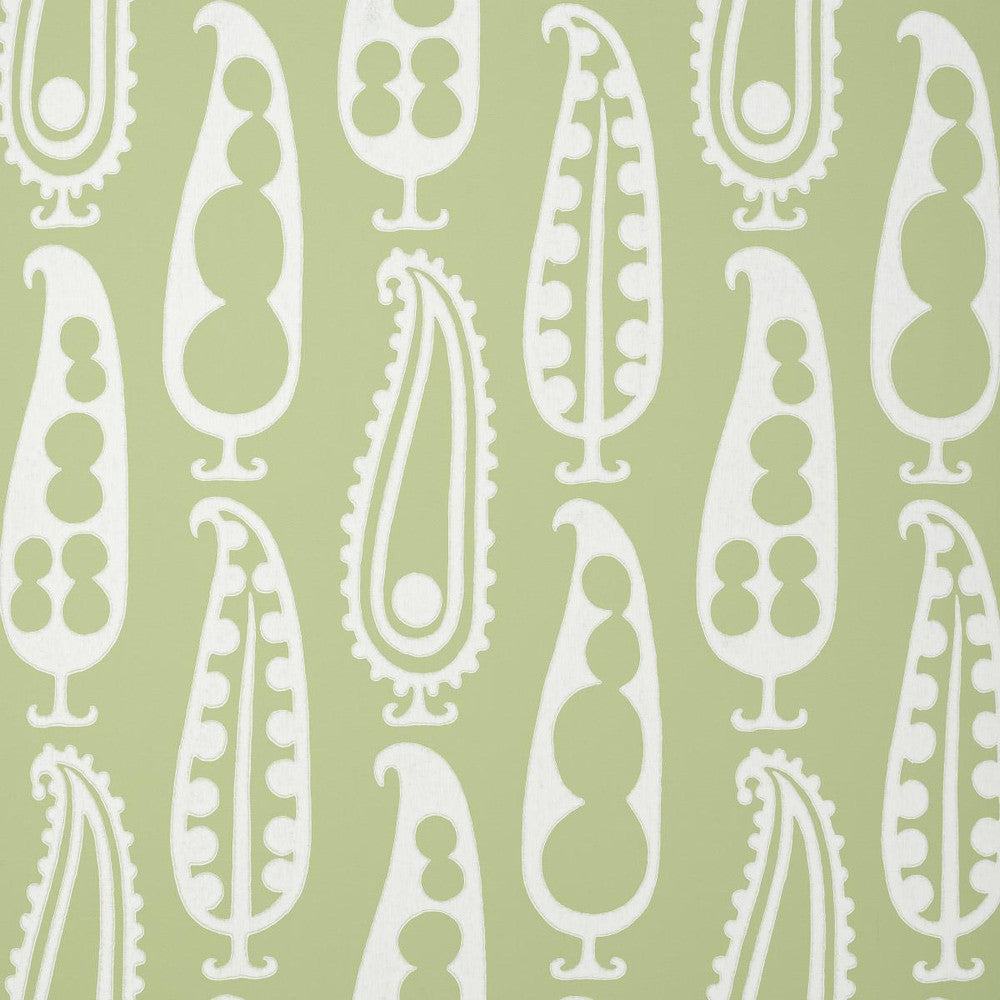 Paisley Peas Green 5015381 by Schumacher Wallpaper Drusus Tabor 9.0" - Fabric Carolina -
