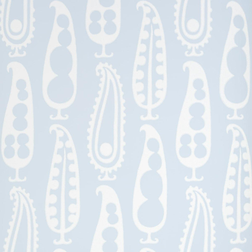 Paisley Peas Sky 5015380 by Schumacher Designer Wallpaper Drusus Tabor 9.0" - Swanky Fabrics -