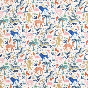 Beasts Indoor/Outdoor Multi On Ivory 181590 by Schumacher Fabric